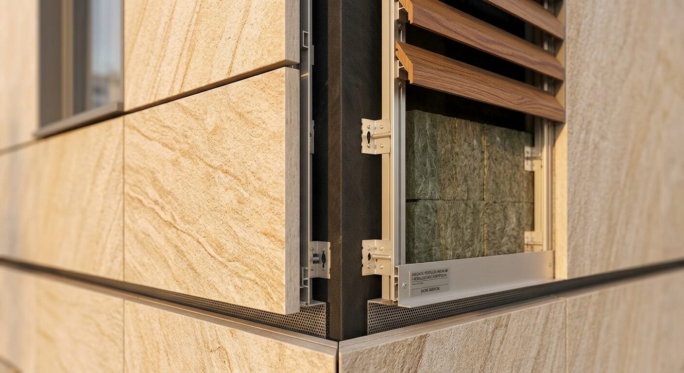 Rendering di edificio residenziale con facciata ventilata Solution